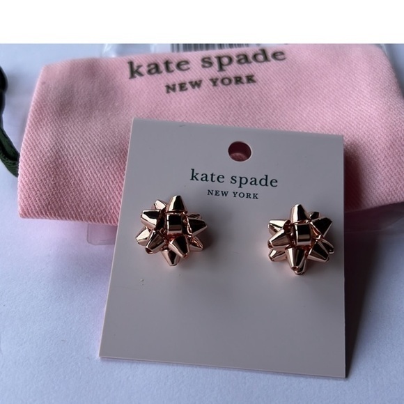 CLEARANCE🆕kate spade♠️Bourgeois ROSE GOLD Classic HOLIDAY Bow Stud Earrings - Picture 1 of 8